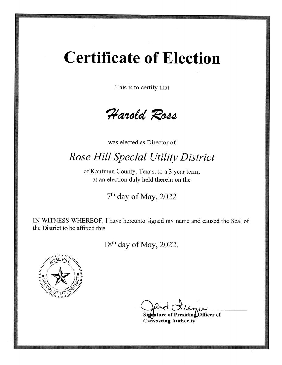 Certificate of Election