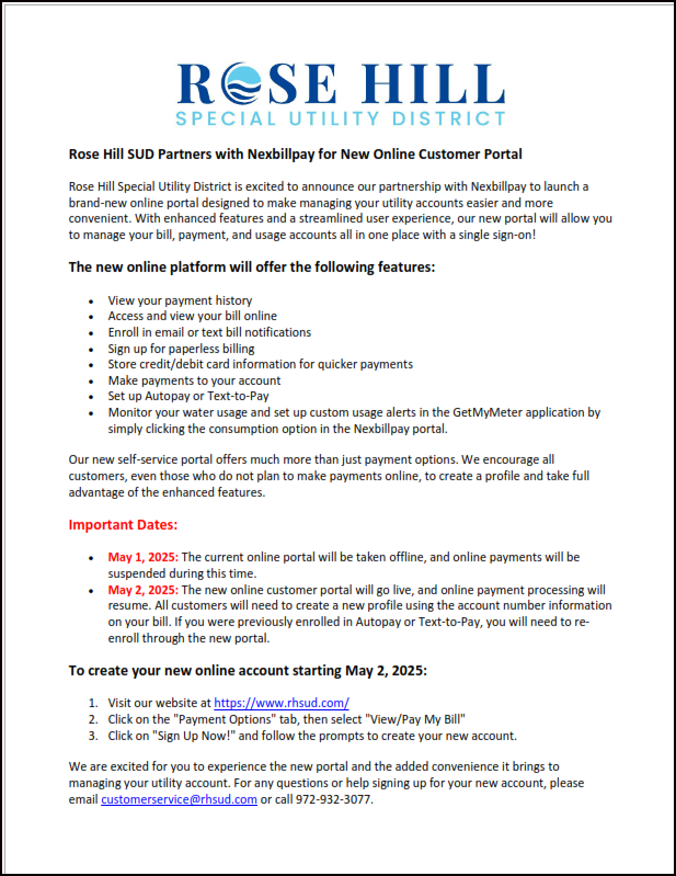 New Customer Portal Coming May 2, 2025