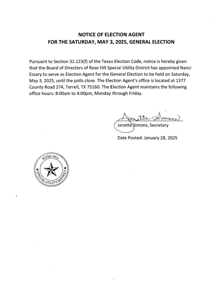 Notice of Election Agent