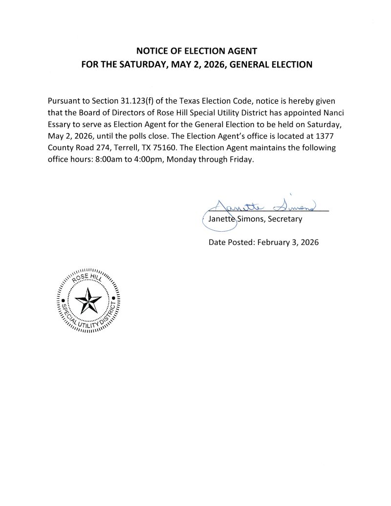 Notice of Election Agent