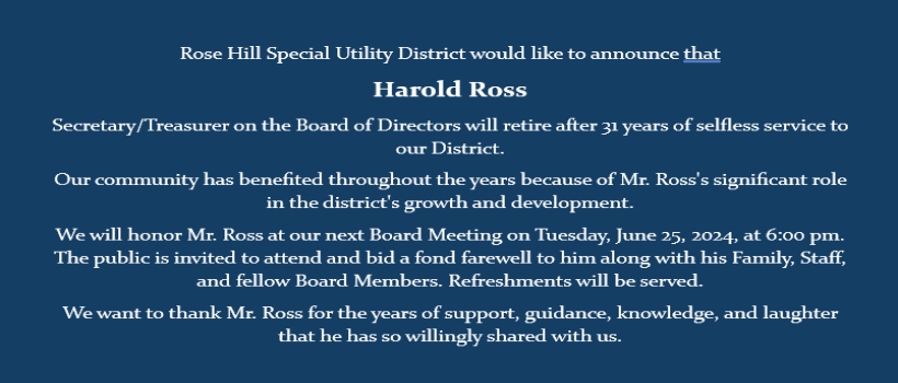 Harold Ross Retires after 31 Years on the Board of Directors